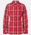 Burberry Check Peplum Cotton Shirt In Red