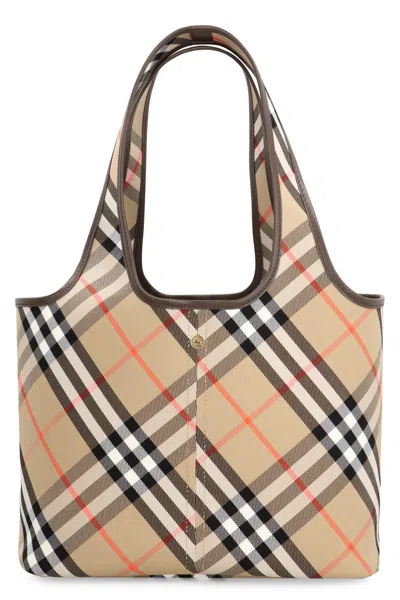 Burberry Check Piccola Tote Bag In Beige