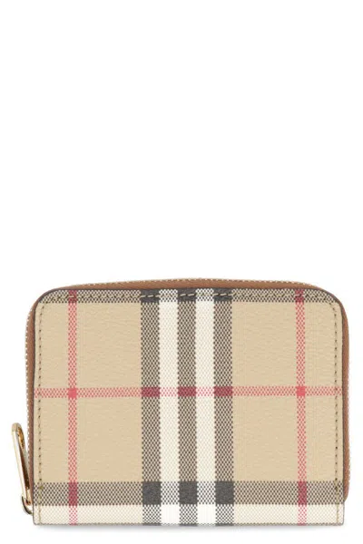 Burberry Check Piccolo Wallet In Beige