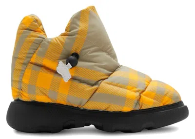 Pre-owned Burberry Check Pillow Boots (women's) Sneakers In Yellow/beige