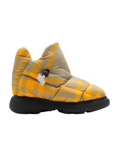 Burberry Check Pattern Chunky Sole Padded Sneakers In Brown