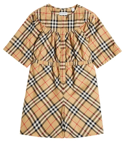 Burberry Kids'  Check Playsuit In Multicoloured