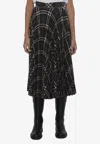 Burberry Long Multicolor Pleated Skirt With Check Motif In Wool Blend Woman In Black