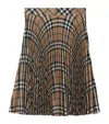 Burberry Pleated Check Wool Blend Skirt In Multi