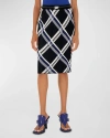 BURBERRY CHECK PLEATED SILK PULL-ON SKIRT