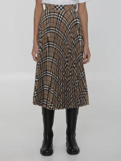 BURBERRY CHECK PLEATED SKIRT