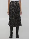 Burberry Long Multicolor Pleated Skirt With Check Motif In Wool Blend Woman In Black