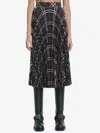 Burberry Long Multicolor Pleated Skirt With Check Motif In Wool Blend Woman In Black
