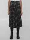 Burberry Long Multicolor Pleated Skirt With Check Motif In Wool Blend Woman In Snug Ip Check