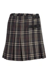 Burberry Wool Skirt With Embroidered Buckle And Pleats In Multi
