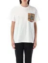 Burberry Women White Jersey Checked Twill-trimmed Cotton-jersey T-shirt Tee Shirt
