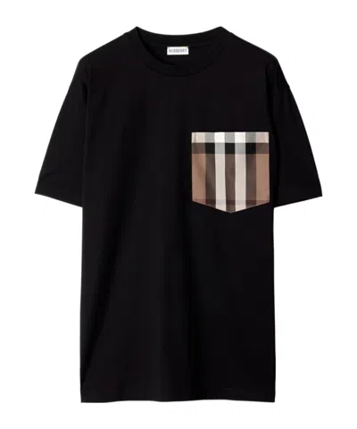 BURBERRY BURBERRY CHECK POCKET CREWNECK T-SHIRT