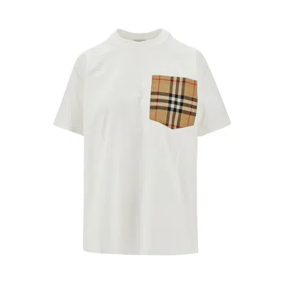 Burberry Check Pocket T-shirt In White