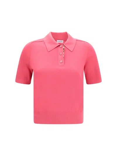 Burberry Merino Wool Polo In Pink