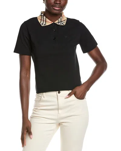 Burberry Check Polo Shirt In Black