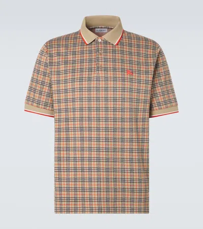 Burberry Mens Sand Ip Check Pelham Check Knit Polo Shirt In Multi