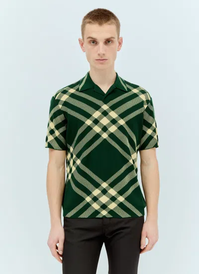 Burberry Check Polo Top In Green