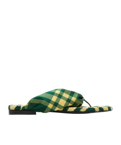 BURBERRY BURBERRY CHECKED THONG-STRAP POOL FLAT SLIDES