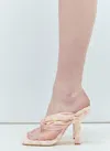 Burberry Printed Fabric Pool Check Thong Mules In Pink