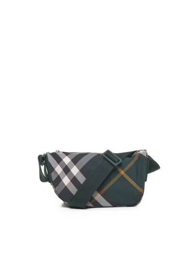 Burberry Check Pouch Bag In Green