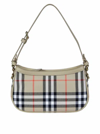 Burberry Check Pouch Handbag In Sand