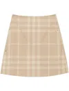 Burberry Teodora Check Print Cotton Miniskirt In Neutrals