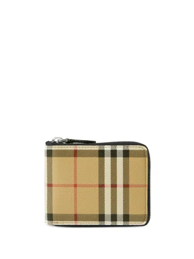 Burberry Check Ziparound Wallet In A7026 - Archive Beige