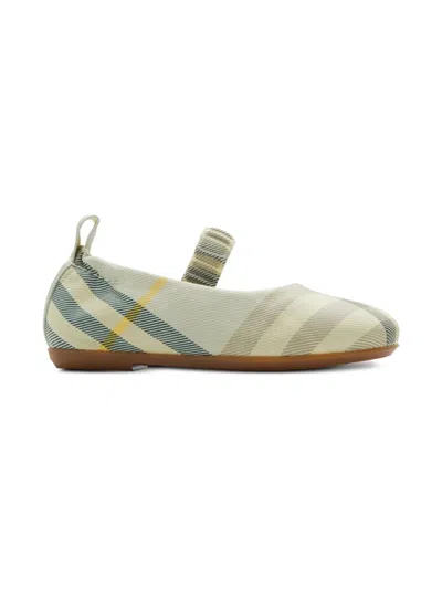Burberry Kids' Check-print Ballerinas In Blue