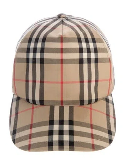 Pre-owned Burberry Check Print Baseball Cap In Neutral