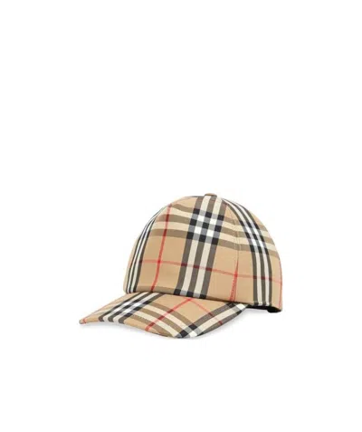 Burberry Check Print Baseball Cap In Nude