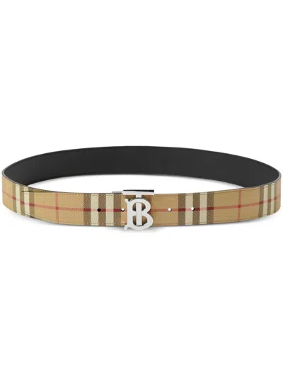 Burberry Check Print Belt Plaque In Sand