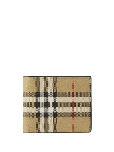 Burberry Vintage Check Grained Coated Cotton Wallet In Brown