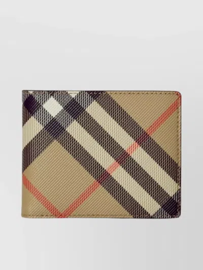 Burberry Tan Check Bifold Wallet In Sand