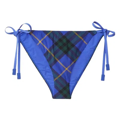 Burberry Check Print Bikini Briefs In Blue