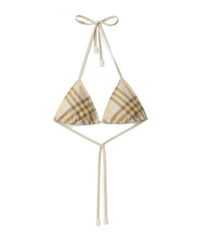 BURBERRY BURBERRY CHECK-PRINTED HALTERNECK BIKINI TOP