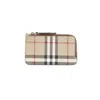 Burberry Check Print Brown Leather Wallet In Brown
