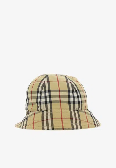 Burberry Check Bucket Hat In Cream