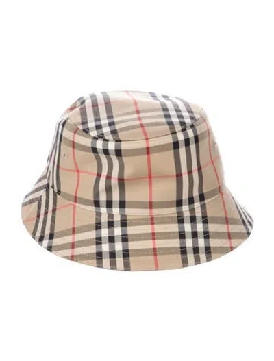 Pre-owned Burberry Check Print Bucket Hat In Neutrals