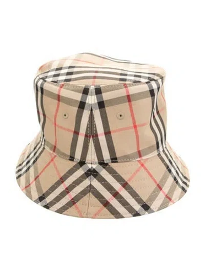 Pre-owned Burberry Check Print Bucket Hat In Neutrals