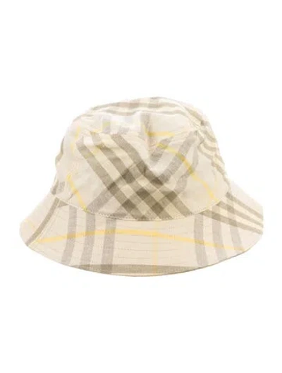 Pre-owned Burberry Check Print Bucket Hat W/tags In Neutrals