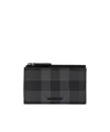 Burberry Check-print Card Case In Gray