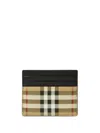 Burberry Textured Check Card Case With Contrast Trim In Brown