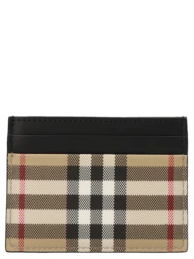 Burberry Check Print Card Holder Wallet Wallets, Card Holders Beige In Brown