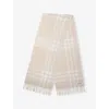 Burberry Womens Smoke Check-print Cashmere Scarf In Gray