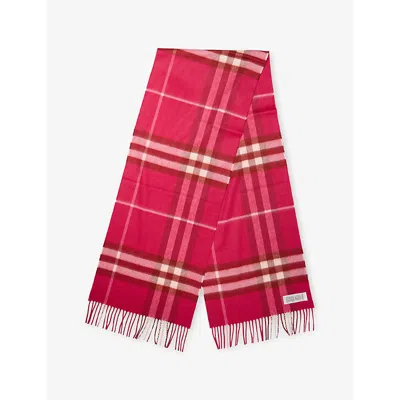 Burberry Womens Tart Check-print Cashmere Scarf In Red