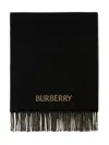 Burberry Check Print Cashmere Scarf With Signature Embroidery In Black