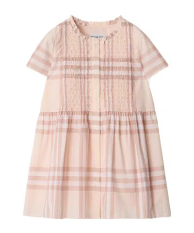 Burberry Check-print Cotton Dress In Brown