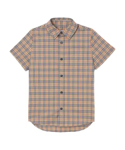 Burberry Check-print Cotton Shirt In Nude