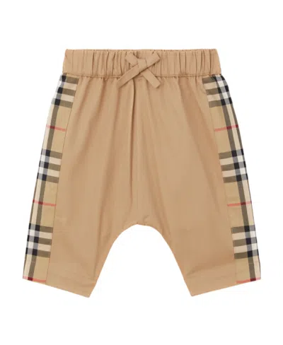 Burberry Check-print Cotton Shorts In Nude