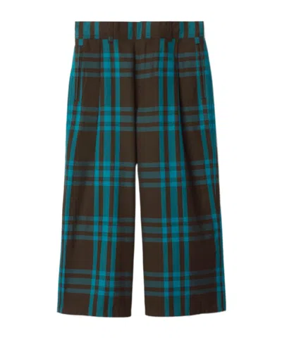 Burberry Check-print Cotton Trousers In Black